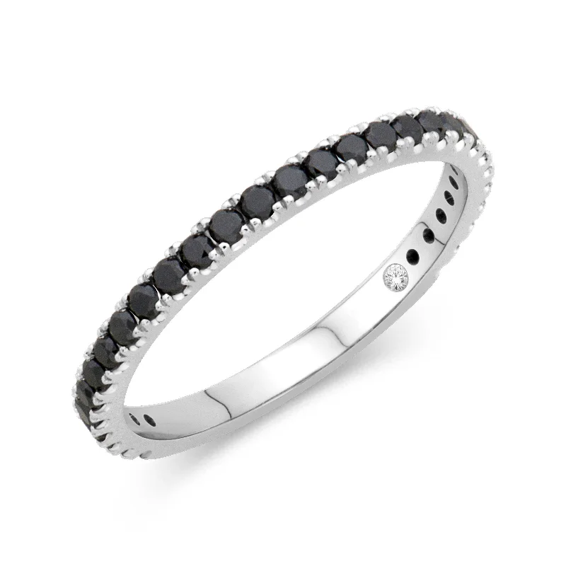 women's ring premium quality -14K White Gold 0.44cttw. Black Diamond Stackable Fashion Ring