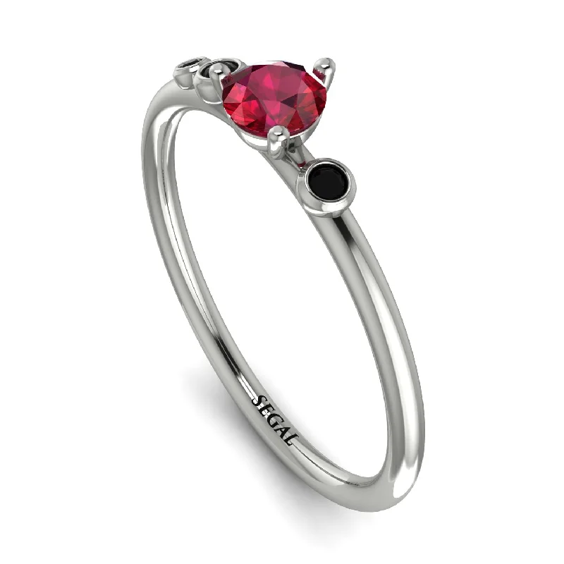 women's ring zodiac sign -Minimalist Thin Ruby Ring - Brielle No. 42