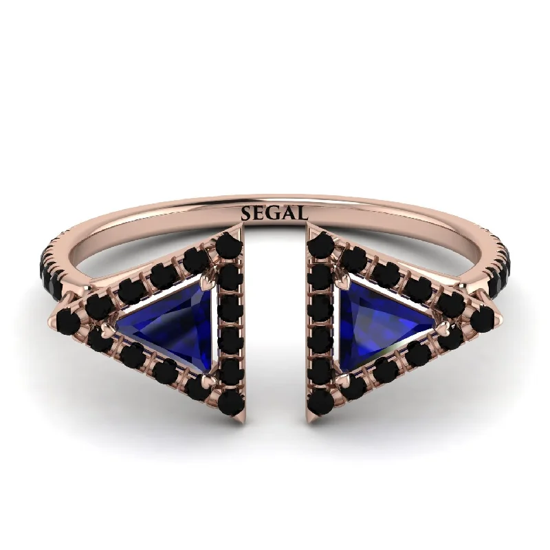 women's ring adjustable size -Triangle Sapphire Open Ring - Nevaeh No. 44