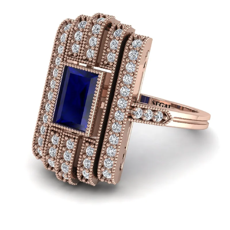 women's ring elegant and modern -Unmatched Style Gold Baguette Sapphire Ring - Jean No. 14