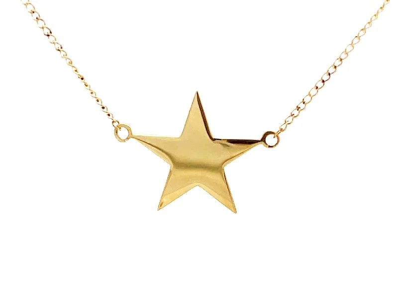 women's necklaces delicate chain -18 mm Star Necklace in 14k Yellow Gold