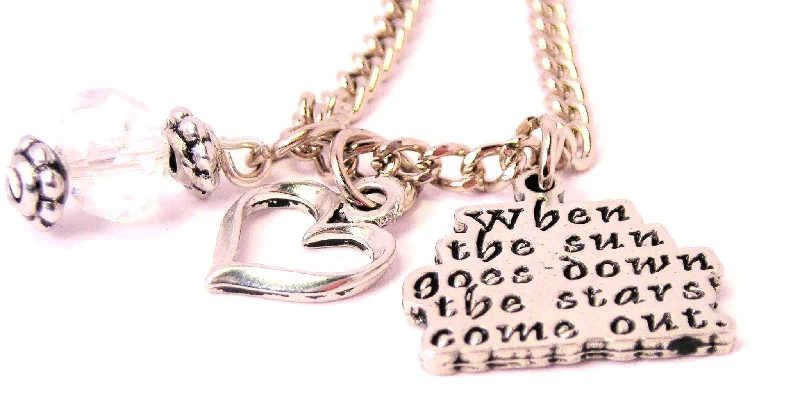 women's necklaces with secret message -When The Sun Goes Down The Stars Come Out Necklace with Small Heart