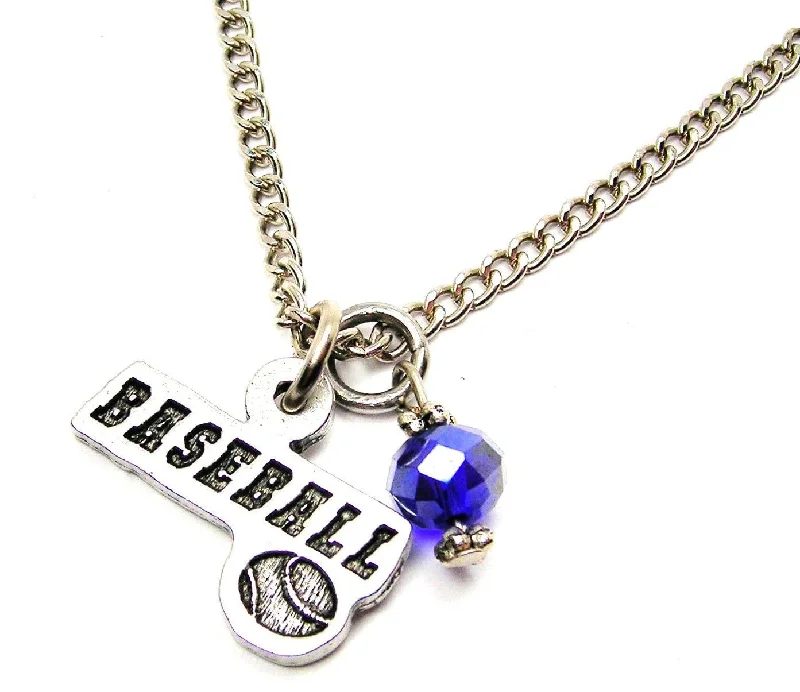 women's necklaces floral engraving -Baseball Tab With Baseball Necklace