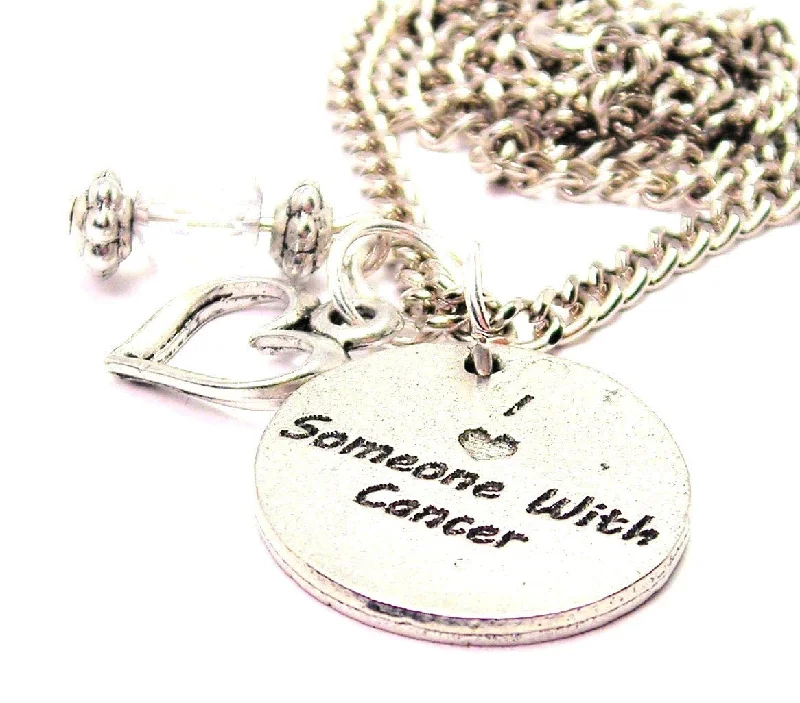 women's necklaces sapphire -I Love Someone With Cancer Necklace with Small Heart