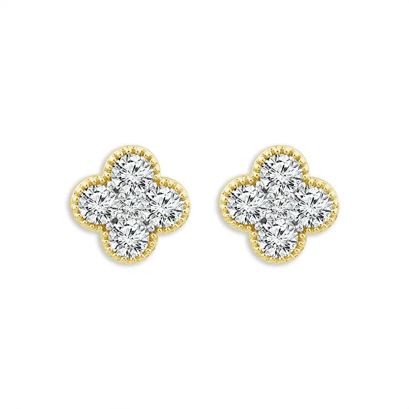 women's earrings bold and stylish -1 1/2 Ctw Diamond Earrings in 10 Karat Yellow Gold