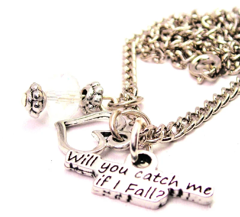 women's necklaces diamond tennis chain -Will You Catch Me If I Fall Necklace with Small Heart