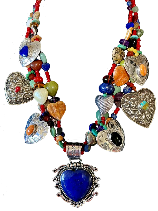 women's necklaces sapphire crystal -All Hearts Necklace by Kim Yubeta