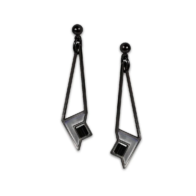 women's earrings casual everyday wear -Frank Lloyd Wright Dana House Art Glass Earrings in Black