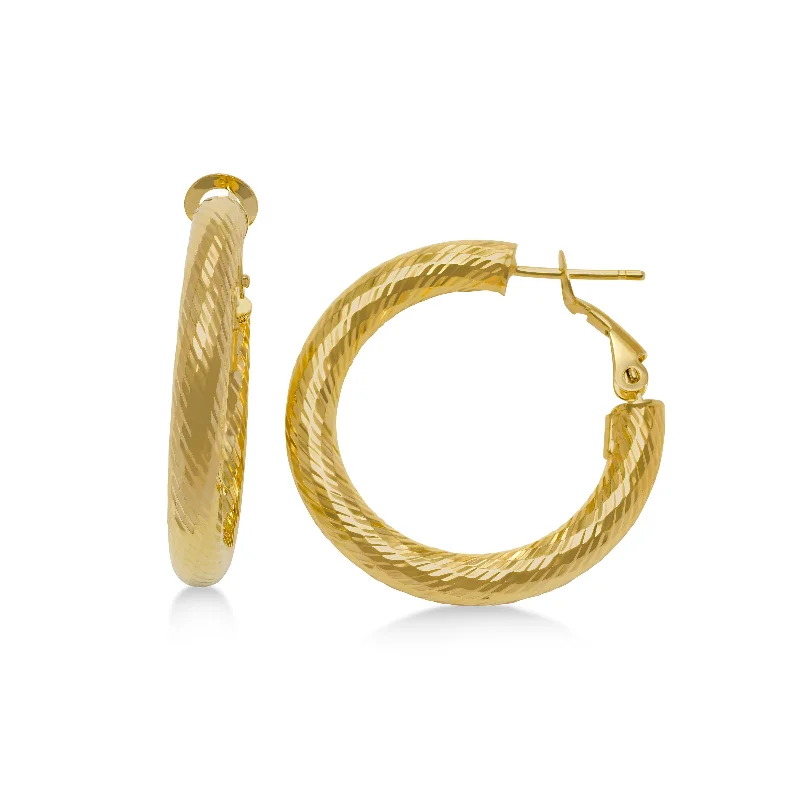 women's earrings emerald -Bold Twist Hoop Earrings, 1 Inch, 14K Yellow Gold