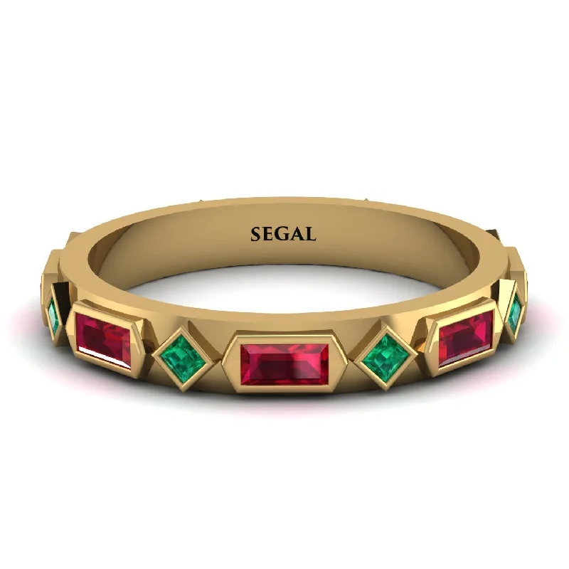 women's ring elegant and modern -Ruby Baguette & Princess Eternity Band - Andrea No. 49