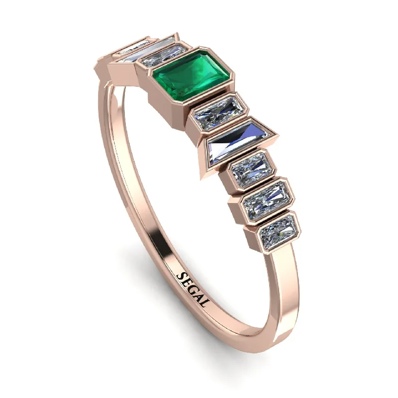 women's ring fine jewelry -Emerald Emerald Mix Band - Valerie No. 5