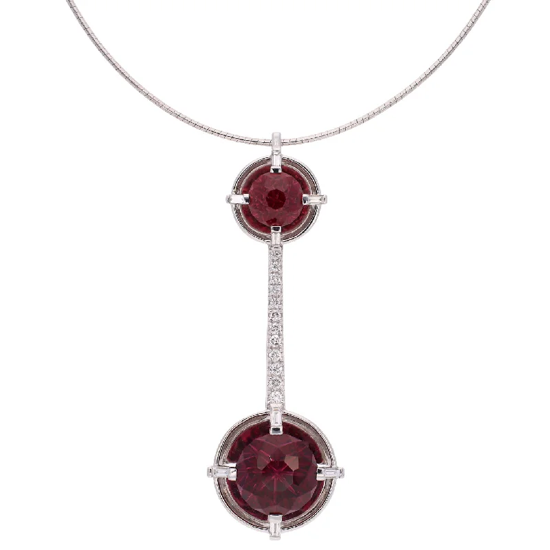 women's necklaces infinity love design -14K White Gold John Dyer Rhodolite Garnet and Diamond Custom Design Pendant Necklace