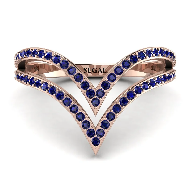 women's ring butterfly design -Double V Sapphire Ring - Lyla No. 14