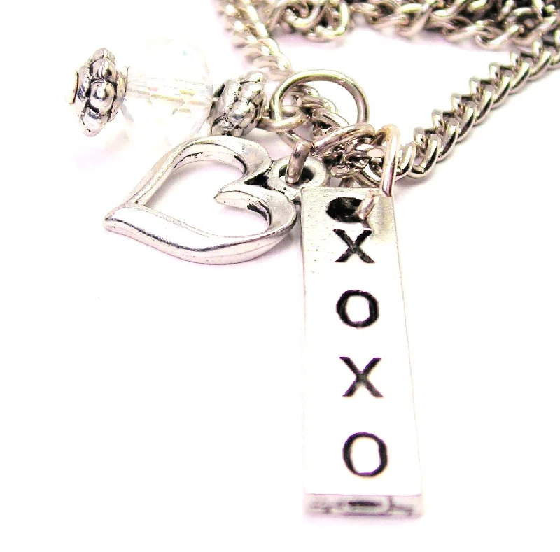 women's necklaces anniversary necklace -Xoxo Long Tab Necklace with Small Heart