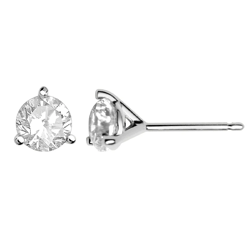 women's earrings ear cuff -14 Karat White Gold 1/2 Carat Round Diamond Martini Stud Earrings