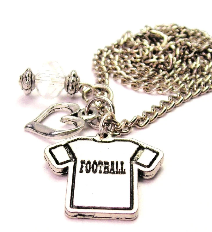 women's necklaces gemstone charm -Football Jersey Necklace with Small Heart