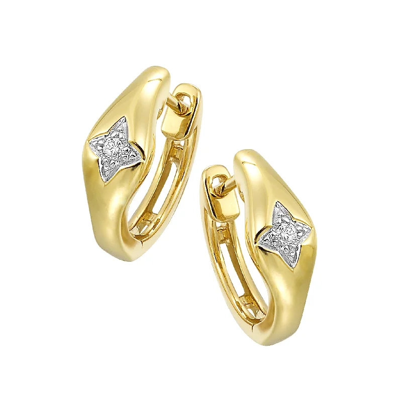 women's earrings romantic heart studs -1/20 Ctw Diamond Hoop Earrings in 14 Karat Yellow Gold