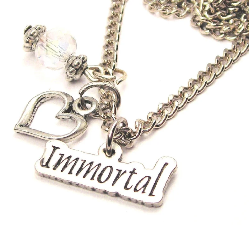 women's necklaces wedding jewelry -Immortal Stylized Necklace with Small Heart