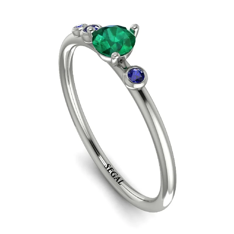 women's ring boho style -Minimalist Thin Emerald Ring - Brielle No. 66