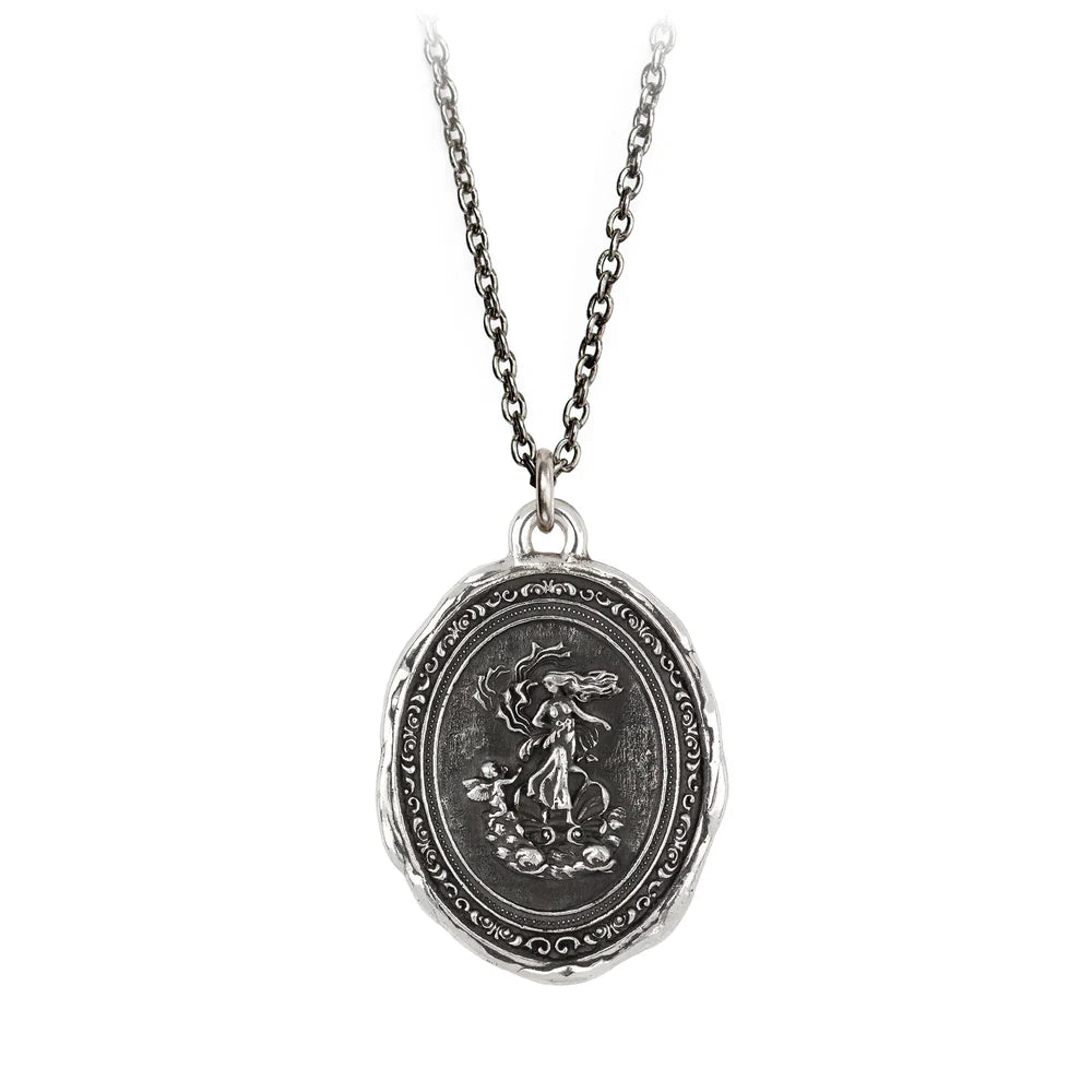 women's necklaces luxury statement piece -Pyrrha Sterling Silver "Aphrodite Goddess" Talisman Pendant 18" Necklace