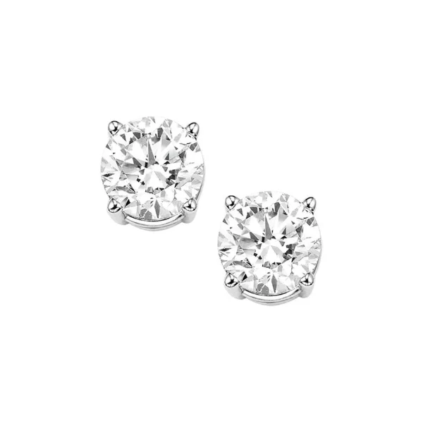 women's earrings bar design -1/3 Ctw Round Diamond Stud Earrings in 14 Karat White Gold