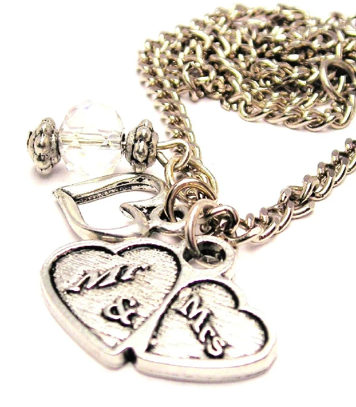 women's necklaces zodiac sign -Mr And Mrs Double Hearts Necklace with Small Heart