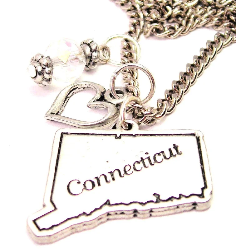 women's necklaces crystal charm -Connecticut Necklace with Small Heart