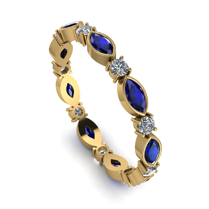 women's ring delicate band -Marquise Sapphire Eternity Band - Cecilia No. 13