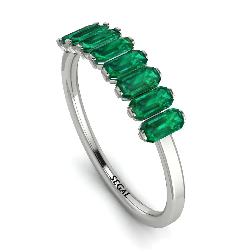 women's ring solitaire setting -Emerald Cut Emerald Band - Esther No. 6