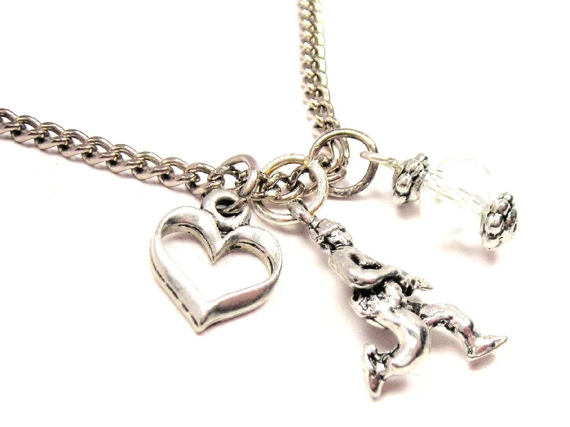 women's necklaces Christmas gift -Running Soldier Necklace with Small Heart