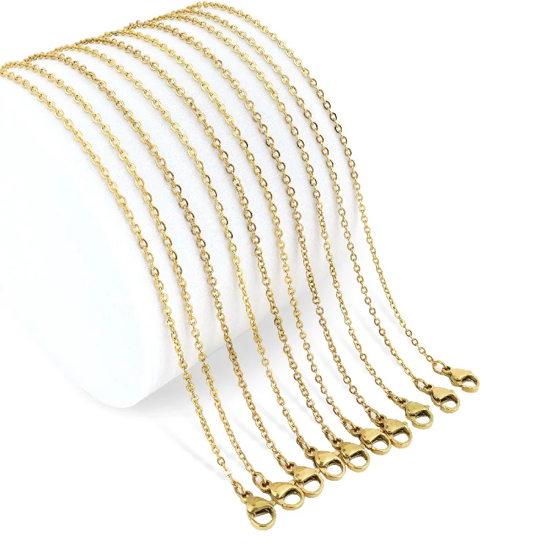 women's necklaces ethically sourced -10 Pack - Gold 20" Stainless Steel Loop Chain Necklace / CHN3011