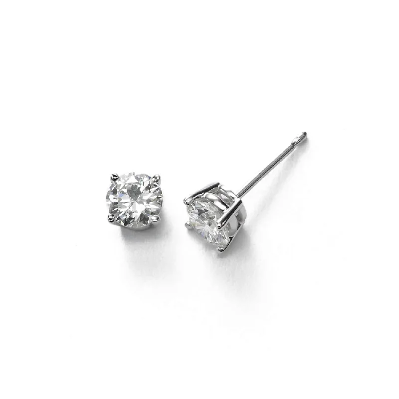 women's earrings silver -Diamond Stud Earrings, .18 Carat total, H/I, SI, 14K White Gold