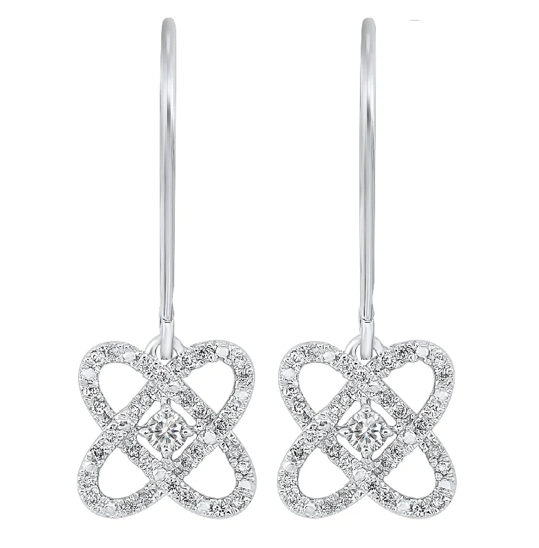 women's earrings handcrafted design -Sterling Silver 1/4ctw Diamond Love's Crossing Earrings