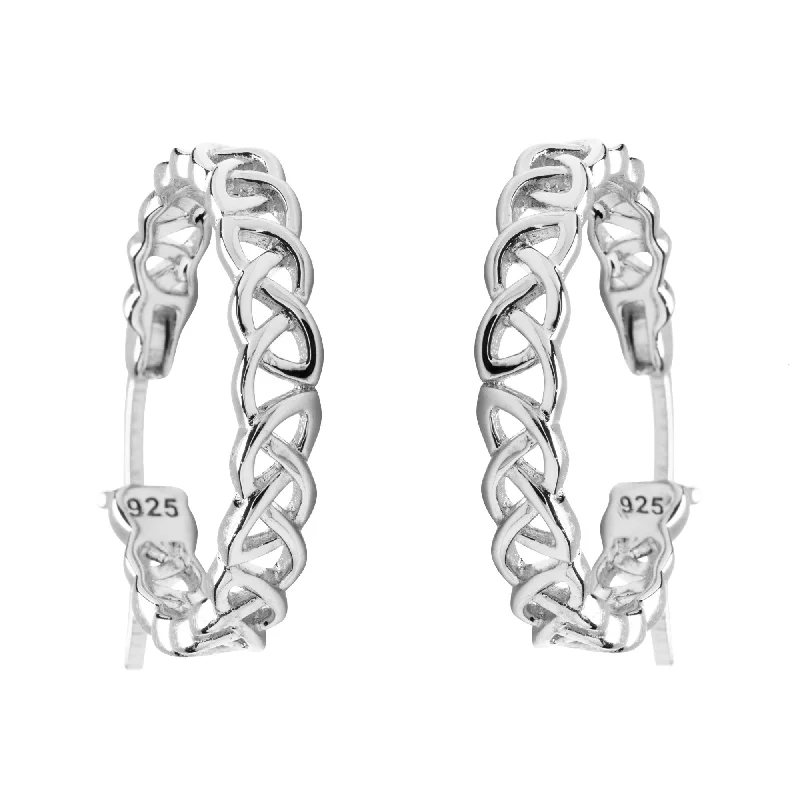 women's earrings celestial starburst -Sterling Silver Small Celtic Knot Hoop Earrings SE2442