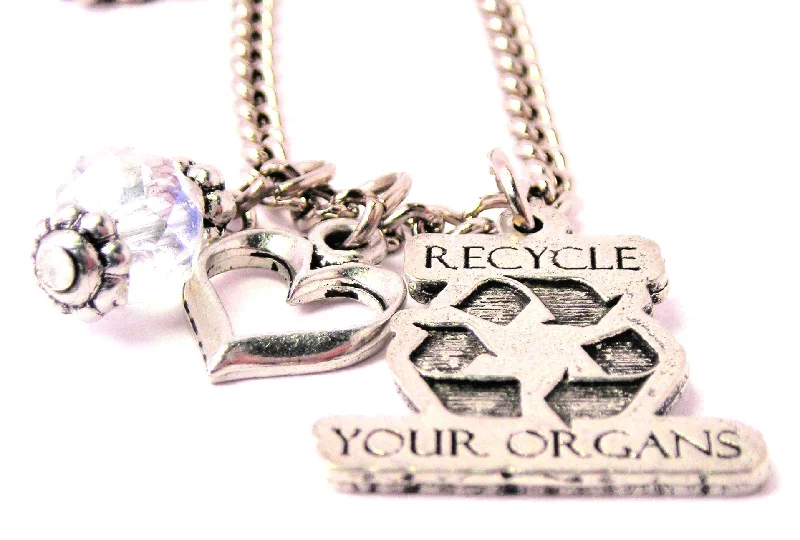 women's necklaces mixed metal design -Recycle Your Organs Necklace with Small Heart