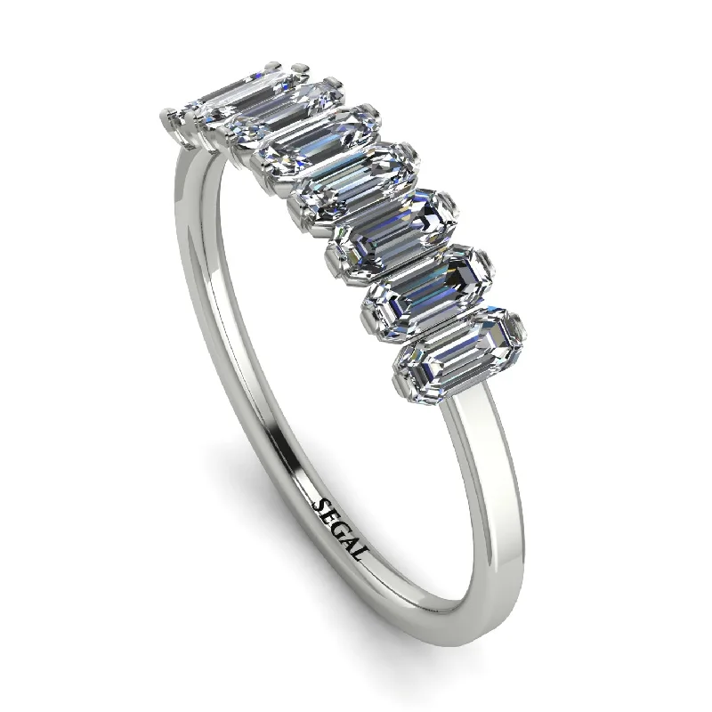 women's ring three-stone setting -Emerald Cut Diamond Band - Esther No. 3