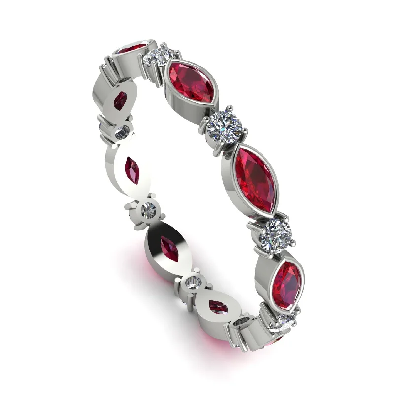 women's ring personalized name -Marquise Ruby Eternity Band - Cecilia No. 12