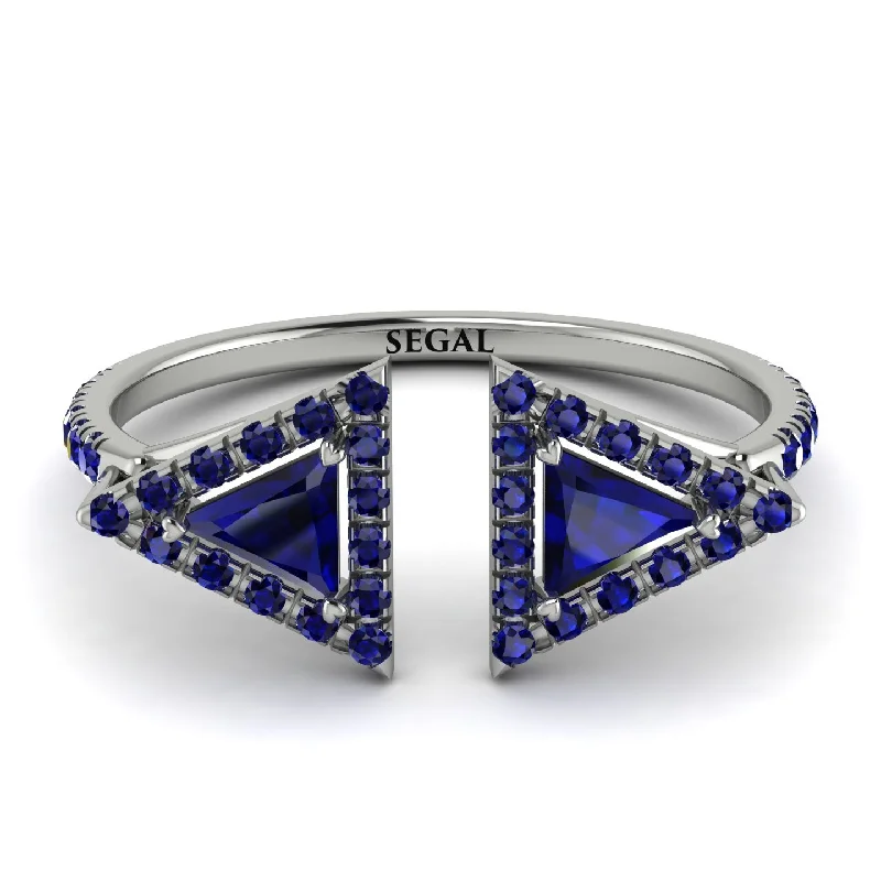 women's ring infinity love design -Triangle Sapphire Open Ring - Nevaeh No. 75