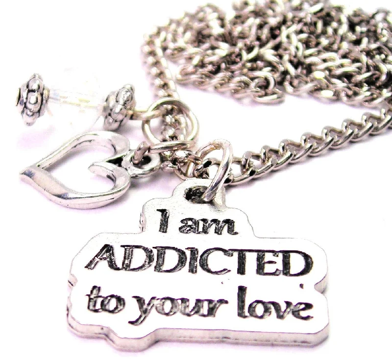 women's necklaces art deco style -I Am Addicted To Your Love Necklace with Small Heart