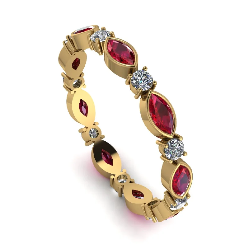 women's ring with initials -Marquise Ruby Eternity Band - Cecilia No. 10