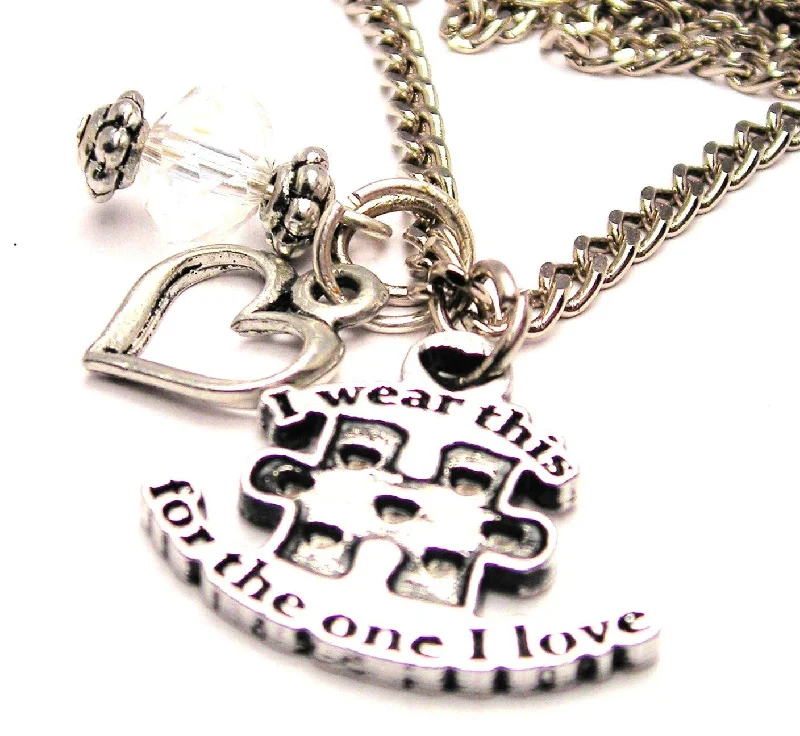 women's necklaces celestial theme -I Wear This Puzzle Piece For The One I Love Necklace with Small Heart