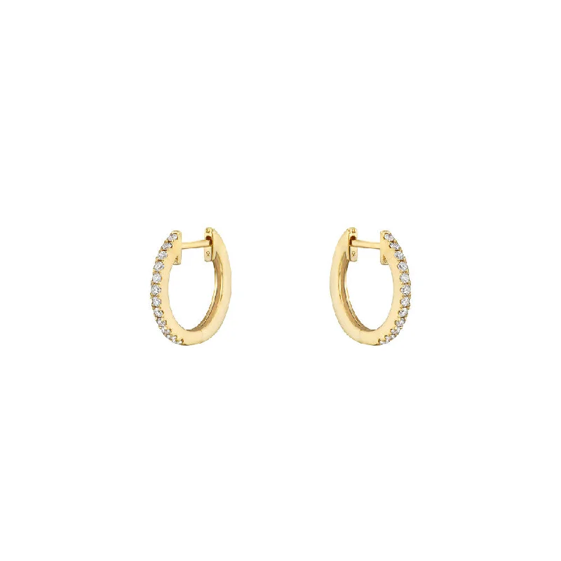 women's earrings drop style -14 Karat Yellow Gold Huggy earrings with diamonds