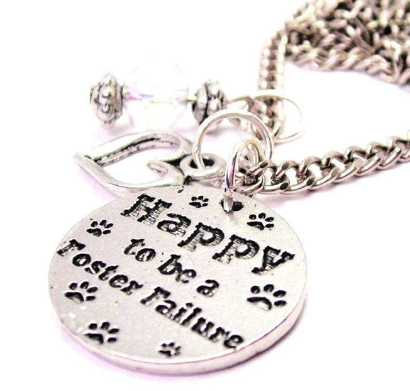 women's necklaces vintage-inspired locket -Happy To Be A Foster Failure Necklace with Small Heart