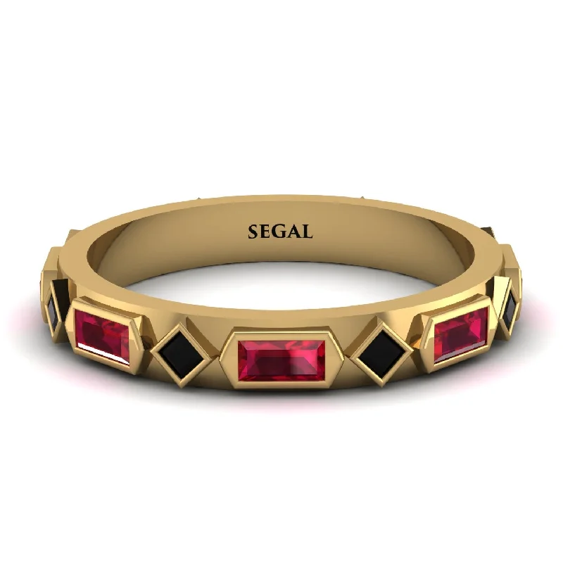 women's ring bold and stylish -Ruby Baguette & Princess Eternity Band - Andrea No. 52