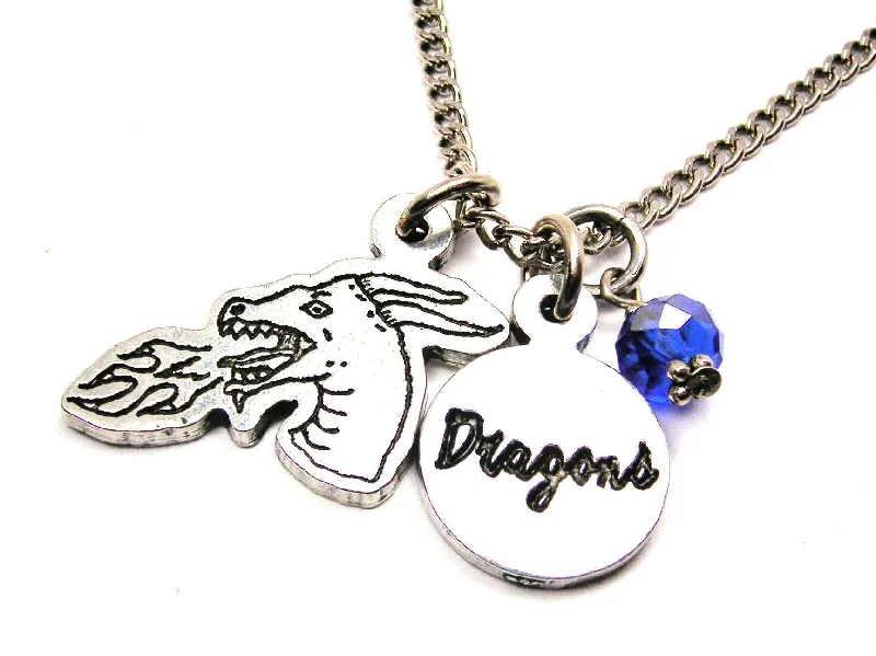 women's necklaces celebrity style -Dragon Head With Dragons Circle Necklace