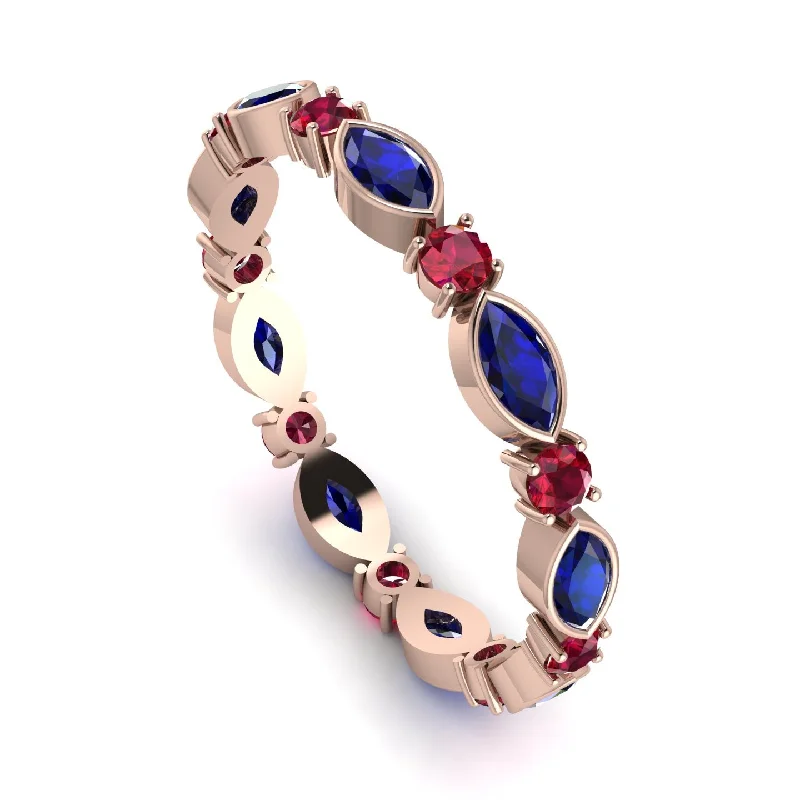 women's ring opal charm -Marquise Sapphire Eternity Band - Cecilia No. 59