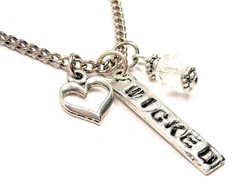 women's necklaces delicate and dainty -Wicked Tab Necklace with Small Heart