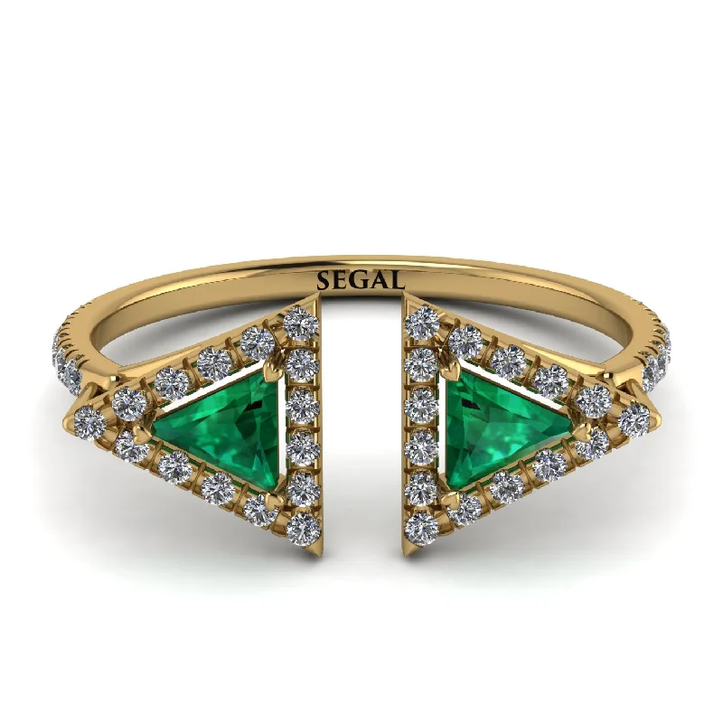 women's ring statement piece -Triangle Emerald Open Ring - Nevaeh No. 4