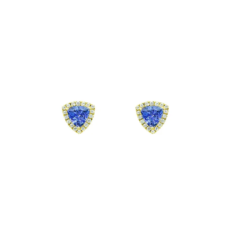 women's earrings with gemstone halo -18 Karat Yellow Gold Tanzanite Stud earrings1567