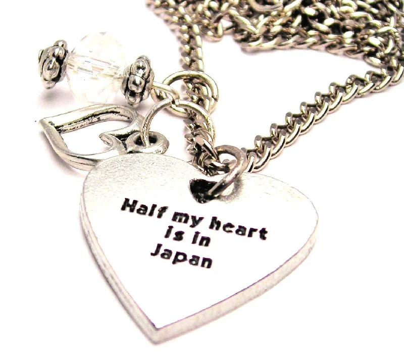 women's necklaces fashion-forward layering -Half My Heart Is In Japan Necklace with Small Heart